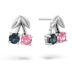 Alexandrite Sweet Cherries 14K White Gold earrings E7001