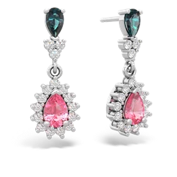 Alexandrite Halo Pear Dangle 14K White Gold earrings E1882