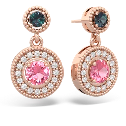 Alexandrite Halo Dangle 14K Rose Gold earrings E5319