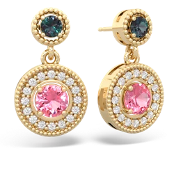 Alexandrite Halo Dangle 14K Yellow Gold earrings E5319