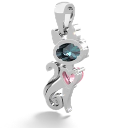 Alexandrite Kitten 14K White Gold pendant P5780