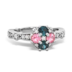 Alexandrite Sparkling Tiara Cluster 14K White Gold ring R26293RD