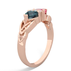 Alexandrite Celtic Knot Double Heart 14K Rose Gold ring R5040