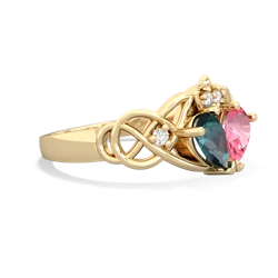 Alexandrite 'One Heart' Celtic Knot Claddagh 14K Yellow Gold ring R5322