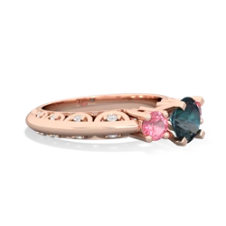 Alexandrite Art Deco Eternal Embrace Engagement 14K Rose Gold ring C2003