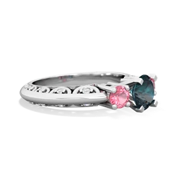 Alexandrite Art Deco Eternal Embrace Engagement 14K White Gold ring C2003