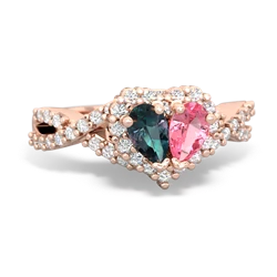 Alexandrite Diamond Twist 'One Heart' 14K Rose Gold ring R2640HRT