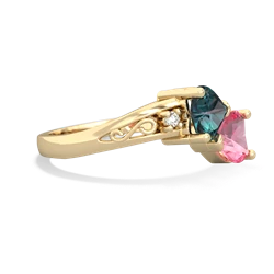 Alexandrite Snuggling Hearts 14K Yellow Gold ring R2178