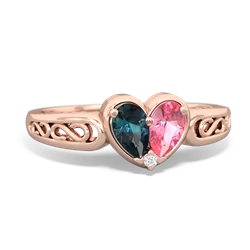 Alexandrite Filligree 'One Heart' 14K Rose Gold ring R5070