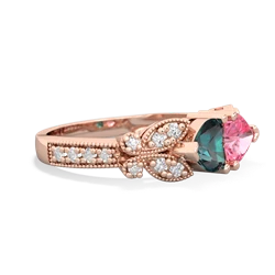 Alexandrite Diamond Butterflies 14K Rose Gold ring R5601