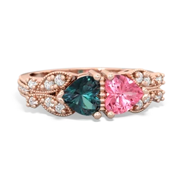 Alexandrite Diamond Butterflies 14K Rose Gold ring R5601