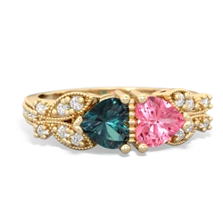 Alexandrite Diamond Butterflies 14K Yellow Gold ring R5601