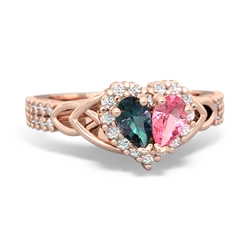 Alexandrite Celtic Knot Two Hearts As One 14K Rose Gold ring R2644HRT