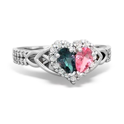 Alexandrite Celtic Knot Two Hearts As One 14K White Gold ring R2644HRT