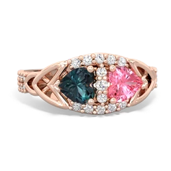 Alexandrite Sparkling Celtic Knot 14K Rose Gold ring R2645