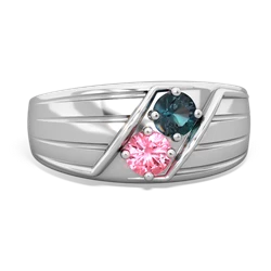 Alexandrite Men's Streamline 14K White Gold ring R0460