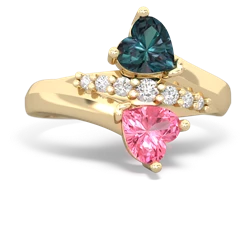 Alexandrite Heart To Heart 14K Yellow Gold ring R2064