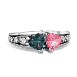 Alexandrite Heart To Heart 14K White Gold ring R3342