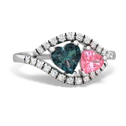 Alexandrite Mother And Child 14K White Gold ring R3010