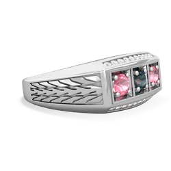 Alexandrite Three Stone Tire Tread Men's 14K White Gold ring R0520