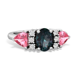 Alexandrite Antique Style Three Stone 14K White Gold ring R2186