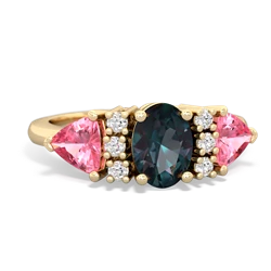 Alexandrite Antique Style Three Stone 14K Yellow Gold ring R2186