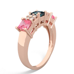 Alexandrite Three Stone Diamond Cluster 14K Rose Gold ring R2592