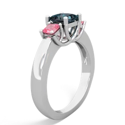 Alexandrite Three Stone Trellis 14K White Gold ring R4015