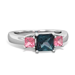 Alexandrite Three Stone Trellis 14K White Gold ring R4015