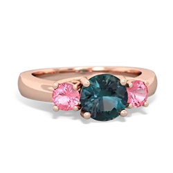 Alexandrite Three Stone Round Trellis 14K Rose Gold ring R4018