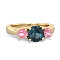 Alexandrite Three Stone Round Trellis 14K Yellow Gold ring R4018