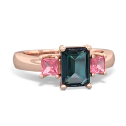 Alexandrite Three Stone Emerald-Cut Trellis 14K Rose Gold ring R4021