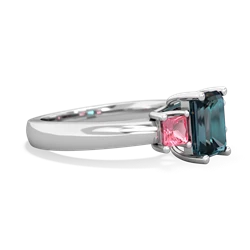 Alexandrite Three Stone Emerald-Cut Trellis 14K White Gold ring R4021