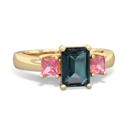 Alexandrite Three Stone Emerald-Cut Trellis 14K Yellow Gold ring R4021