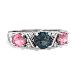 Alexandrite Hugs And Kisses 14K White Gold ring R5016