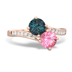 Alexandrite Channel Set Two Stone 14K Rose Gold ring R5303