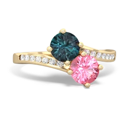 Alexandrite Channel Set Two Stone 14K Yellow Gold ring R5303