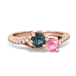 Alexandrite Infinity Pave Two Stone 14K Rose Gold ring R5285