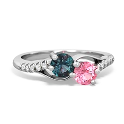 Alexandrite Infinity Pave Two Stone 14K White Gold ring R5285