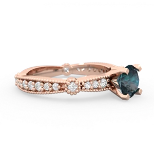 Alexandrite Sparkling Tiara 6Mm Round 14K Rose Gold ring R26296RD