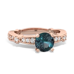 Thumbnail for Lab Alexandrite Milgrain Antique Style 14K Rose Gold ring R26296RD - top view
