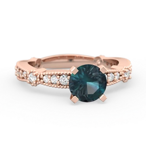 Alexandrite Sparkling Tiara 6Mm Round 14K Rose Gold ring R26296RD