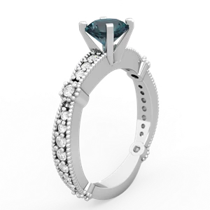 Alexandrite Sparkling Tiara 6Mm Round 14K White Gold ring R26296RD