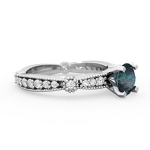 Alexandrite Sparkling Tiara 6Mm Round 14K White Gold ring R26296RD