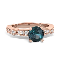 Alexandrite Sparkling Tiara 6Mm Round 14K Rose Gold ring R26296RD