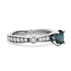 Alexandrite Sparkling Tiara 6Mm Round 14K White Gold ring R26296RD