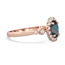 Thumbnail for Lab Alexandrite Antique-Style Halo 14K Rose Gold ring R5720 - hand 1 view