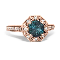 Alexandrite Art-Deco Starburst 14K Rose Gold ring R5520