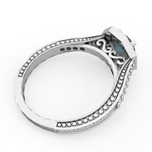 Alexandrite Art-Deco Starburst 14K White Gold ring R5520