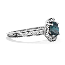 Alexandrite Art-Deco Starburst 14K White Gold ring R5520